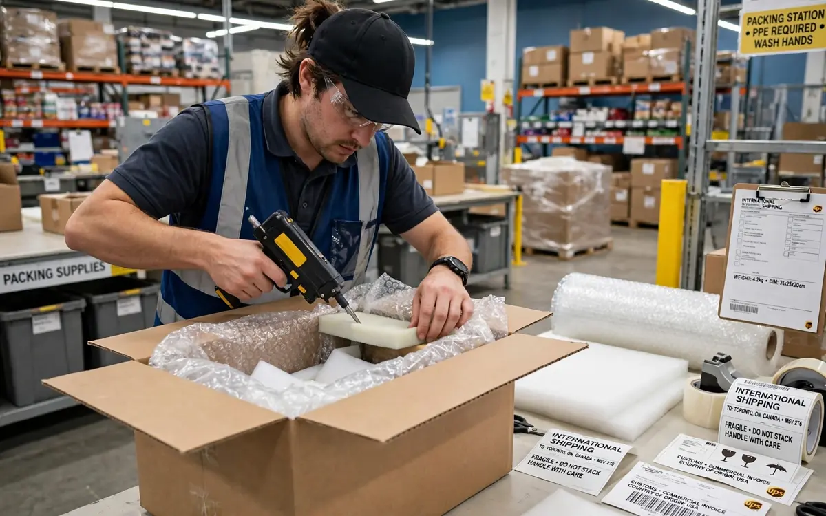 Đóng gói hàng gửi quốc tế đúng chuẩn chống sốc tại kho NDK Logistics